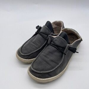 Hey dude women wendy size 7 - off‎ black chambray Grey canvas slip-on shoes